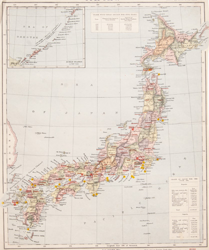 antique map of japan 1884